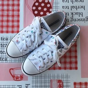 White Converse with Flowers